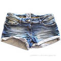 Women's Washed Distressed Denim Black Shorts Hotpants